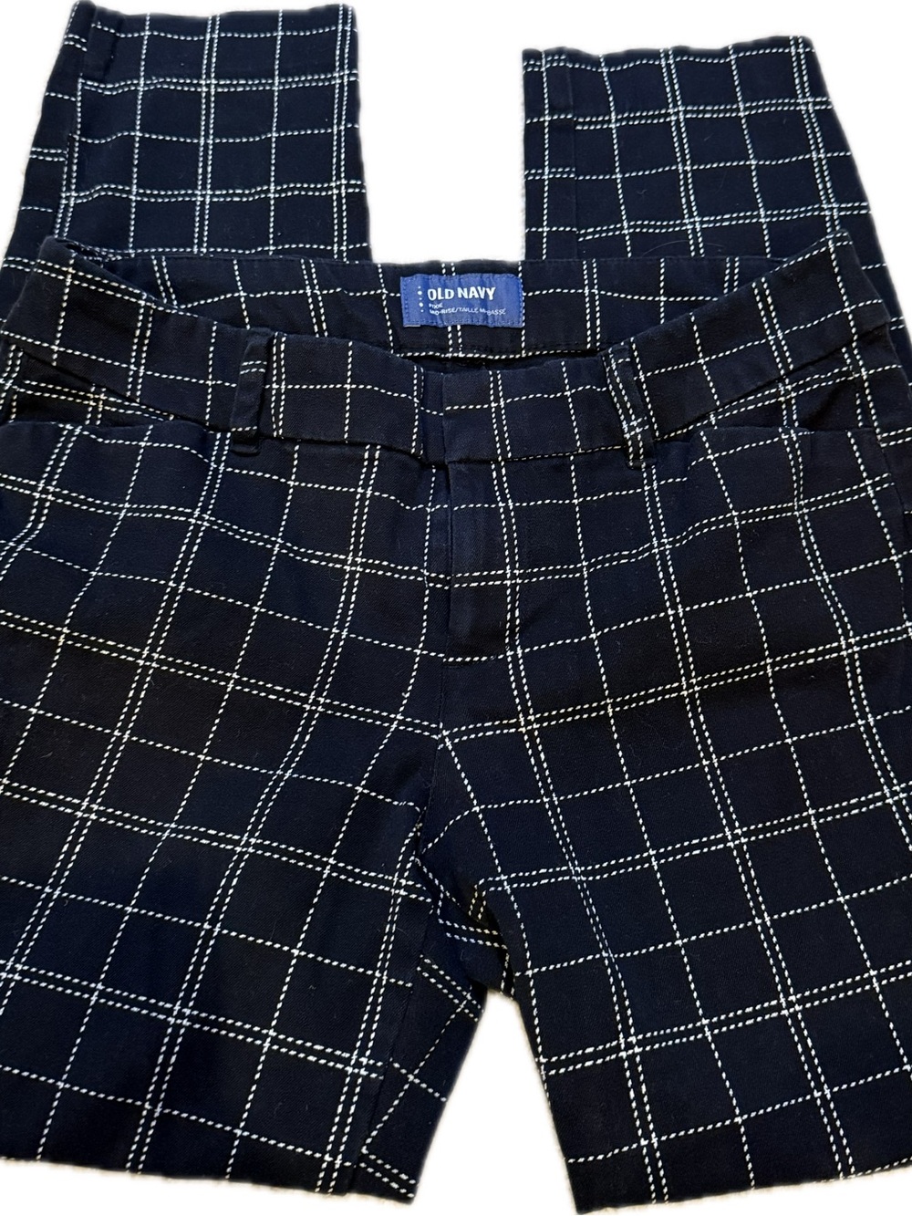 Old Navy Black Windowpane Pixie Mid-Rise Pants